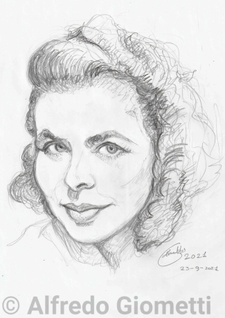 Ingrid Bergman caricatura caricature portrait