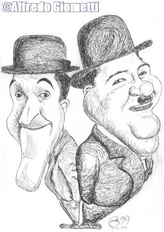 Stan Laurel & Oliver Hardy (Stanlio e Ollio) caricatura caricature portrait
