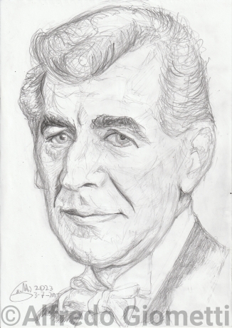 Leonard Bernstein caricatura caricature portrait