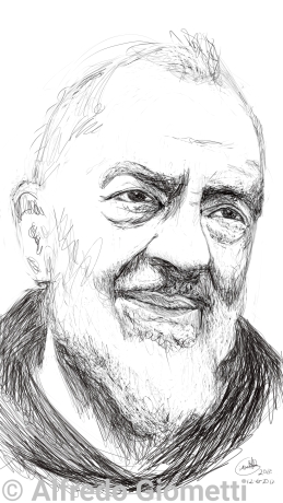 Padre Pio (san Pio) caricatura caricature portrait