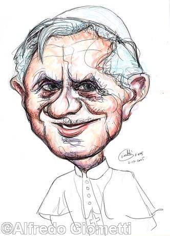 Papa Benedetto XVI, Joseph Ratzinger - pope caricatura caricature portrait