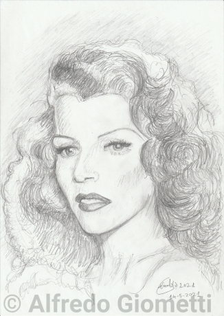 Rita Hayworth caricatura caricature portrait