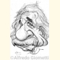 Caricatura di Albert Einstein, stilizzata al tratto netto integrato da elementi espressi a segno libero ( Albert Einstein Caricature - stylized line art integrated with elements expressed in free-hand lines ) - Alfredo Giometti - Human Made Art (No AI)- clicca per ingrandire