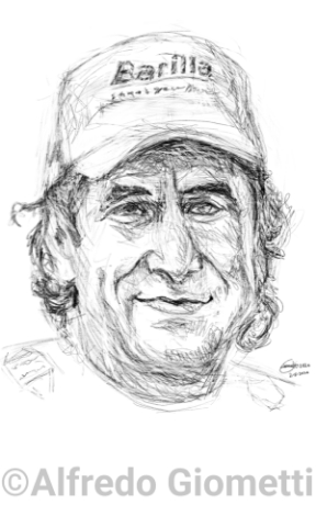 Alex Zanardi caricatura caricature portrait - Author: Alfredo Giometti - Human Made Art (No AI)