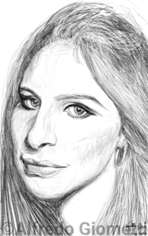 Barbra Streisand caricatura caricature portrait - Author: Alfredo Giometti - Human Made Art (No AI)