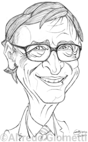 Bill Gates caricatura caricature portrait - Author: Alfredo Giometti - Human Made Art (No AI)
