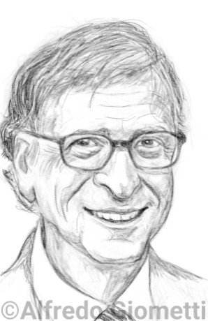 Bill Gates caricatura caricature portrait - Author: Alfredo Giometti - Human Made Art (No AI)