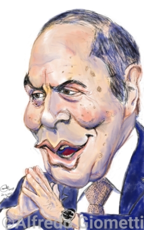 Bruno Vespa caricatura caricature portrait - Author: Alfredo Giometti - Human Made Art (No AI)