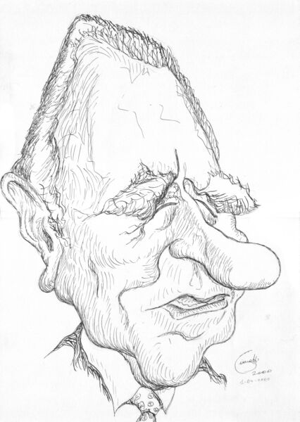Carlo Azeglio Ciampi caricatura caricature portrait - Author: Alfredo Giometti - Human Made Art (No AI)