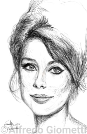 Catherine Deneuve caricatura caricature portrait - Author: Alfredo Giometti - Human Made Art (No AI)