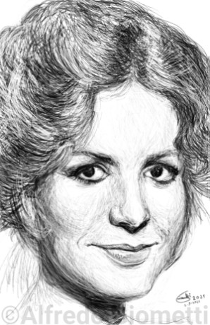Catherine Spaak caricatura caricature portrait - Author: Alfredo Giometti - Human Made Art (No AI)