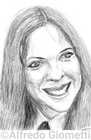 Diane Keaton caricatura caricature portrait - Author: Alfredo Giometti - Human Made Art (No AI)