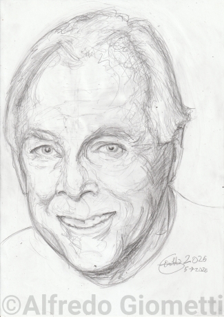 Giorgio Armani caricatura caricature portrait - Author: Alfredo Giometti - Human Made Art (No AI)