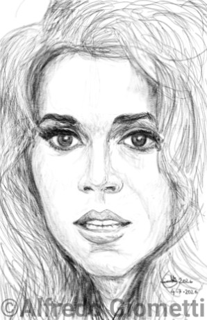 Jane Fonda caricatura caricature portrait - Author: Alfredo Giometti - Human Made Art (No AI)