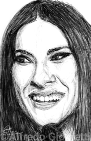 Laura Pausini caricatura caricature portrait - Author: Alfredo Giometti - Human Made Art (No AI)