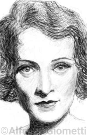 Marlene Dietrich caricatura caricature portrait - Author: Alfredo Giometti - Human Made Art (No AI)