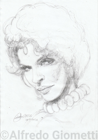 Ornella Vanoni caricatura caricature portrait - Author: Alfredo Giometti - Human Made Art (No AI)
