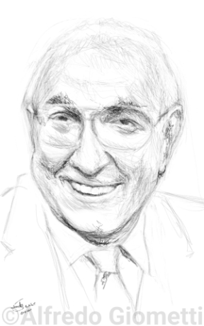 Pippo Baudo caricatura caricature portrait - Author: Alfredo Giometti - Human Made Art (No AI)