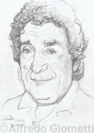 Tony Dallara caricatura caricature portrait - Author: Alfredo Giometti - Human Made Art (No AI)